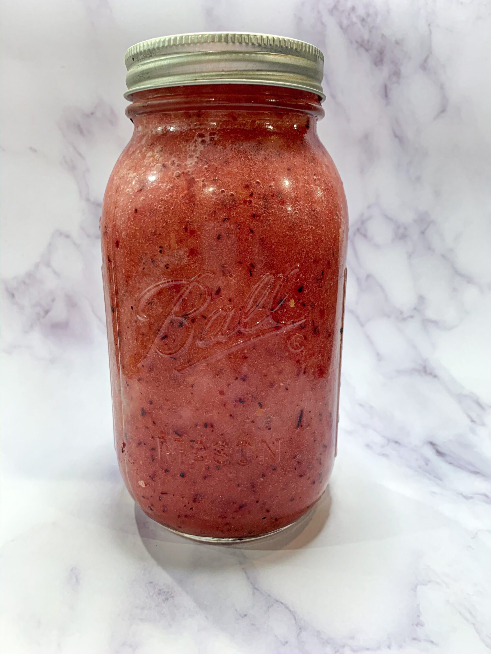 Berry Smoothie in mason jar